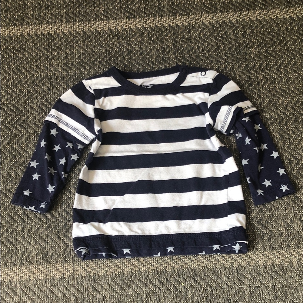 George Navy and White Striped Long-Sleeve Tee with Star Sleeves